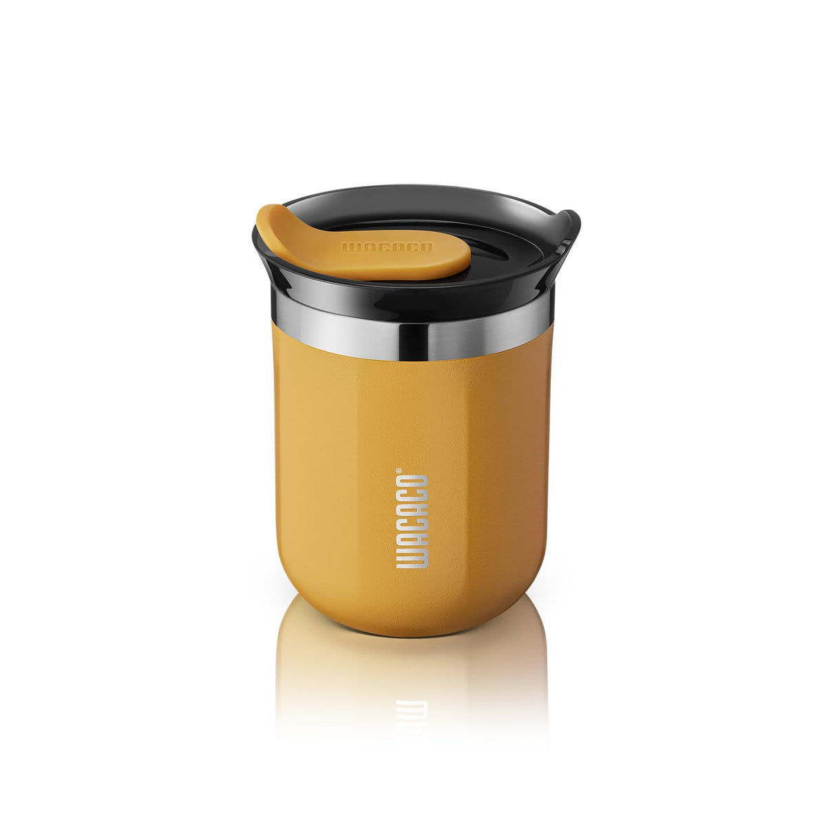 WACACO Octaroma Classico Travel Coffee Mug, Double-wall Stainless Steel Travel Tumbler With Drinking Lid, 6 fl oz (180ml), Amber Yellow