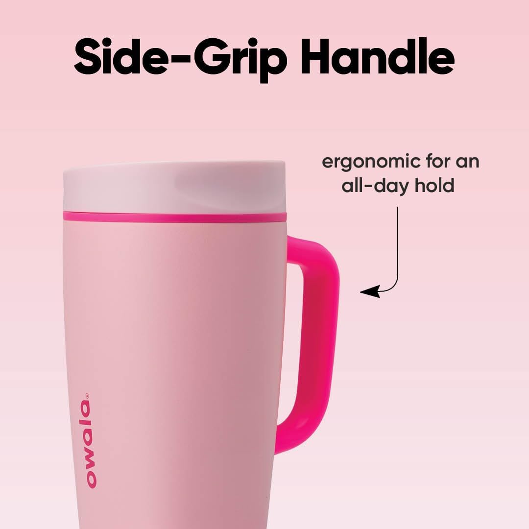 Owala SmoothSip Slider Stainless Steel Insulated Travel Mug with Handle, 100% Leak Proof, For Hot and Cold Drinks, Travel Friendly with Sliding Lock Lid, 12oz, BPA Free, Leak Proof, Pucker Up