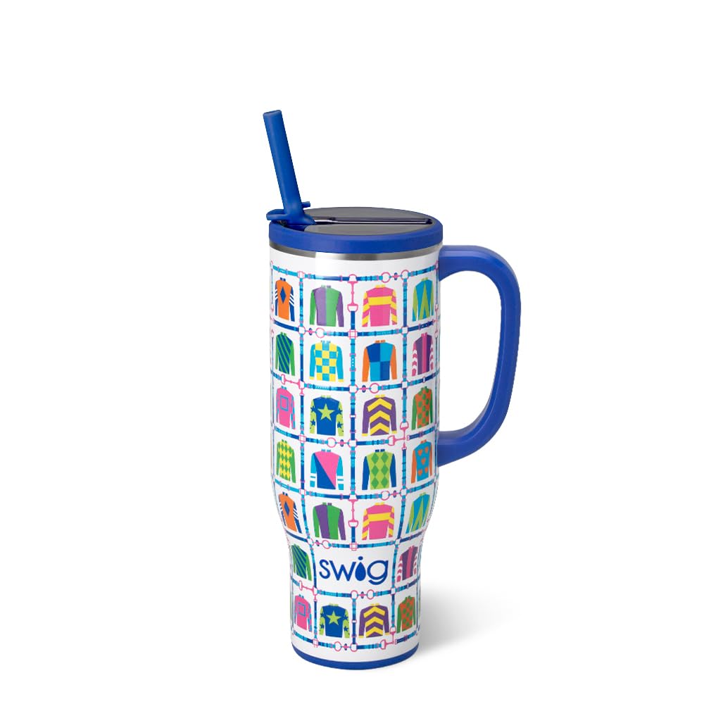 Swig Life 40oz Leakproof Mega Mug with Handle & Straw, Hydrangeas