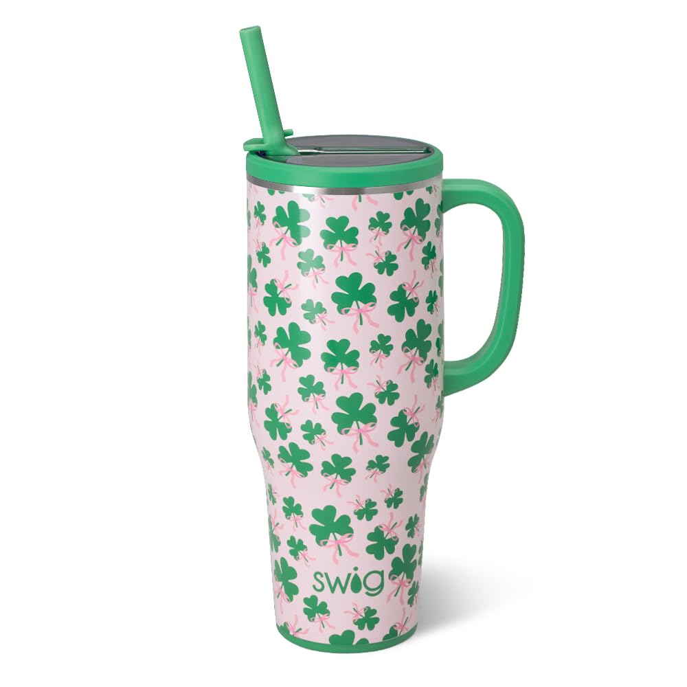 Swig Life 40oz Leakproof Mega Mug with Handle & Straw, Hydrangeas