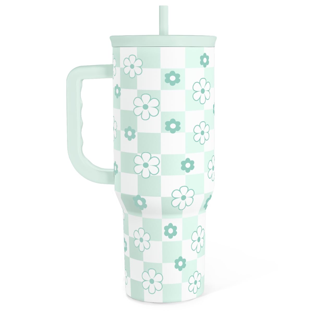 SANDJEST Bow Tumbler with Handle 40oz, Stainless Steel Insulated Tumblers Coffee Travel Cup with Slider Straw Lid, Gifts for Women Teen Girls Birthday