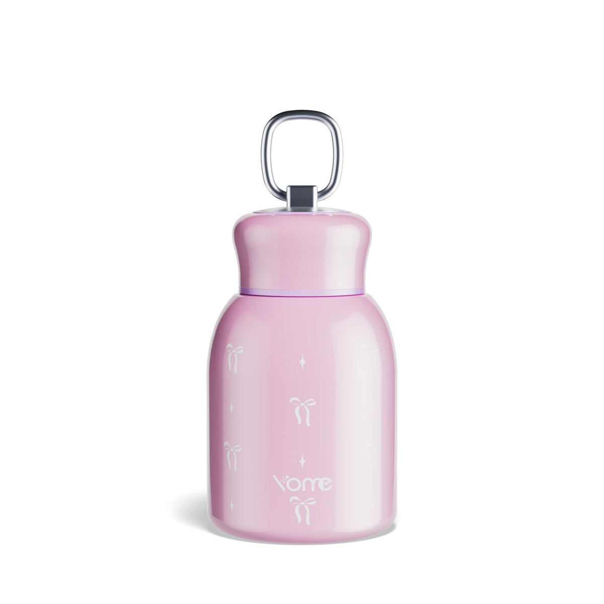 YOME 10oz Light Pink Insulated Mini Water Bottle with Lid & Lifting Loop for Women | Small Stainless Steel Cute Tumbler | Keeps Drinks Cold | Lightweight Gift Cup| Fits in Purse or Pocket