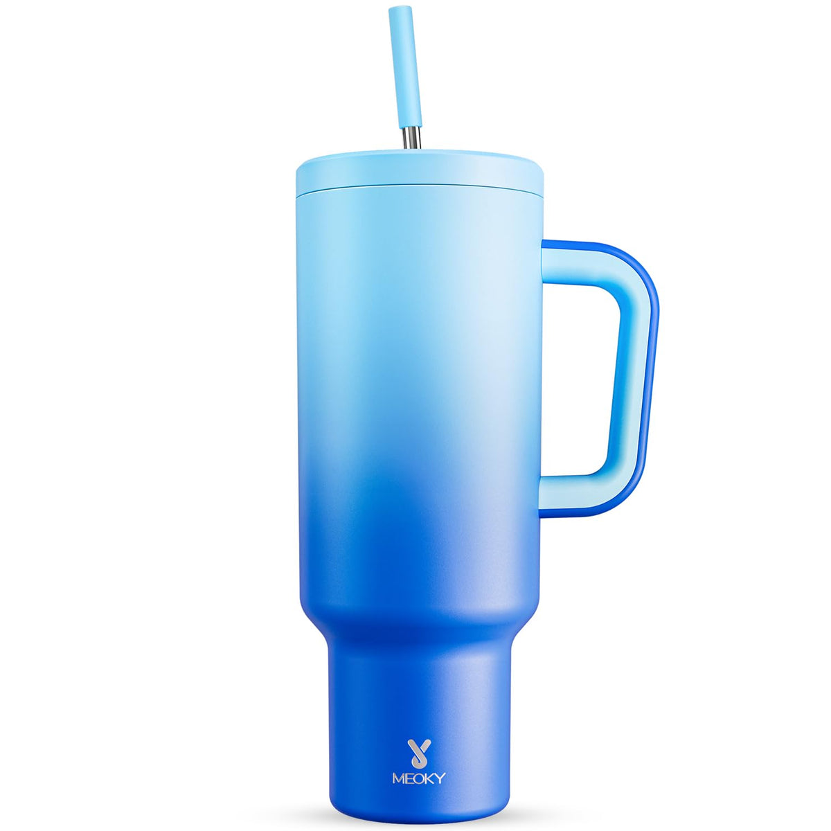 Meoky 40oz Tumbler with Handle, Leak-proof Lid and Straw, Insulated Coffee Mug Stainless Steel Travel Mug, Keeps Cold for 34 Hours or Hot for 10 Hours (Night)