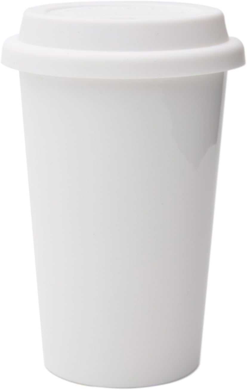 Double Wall Insulated Ceramic Cup, I Am Not a Paper Cup, 12oz, White
