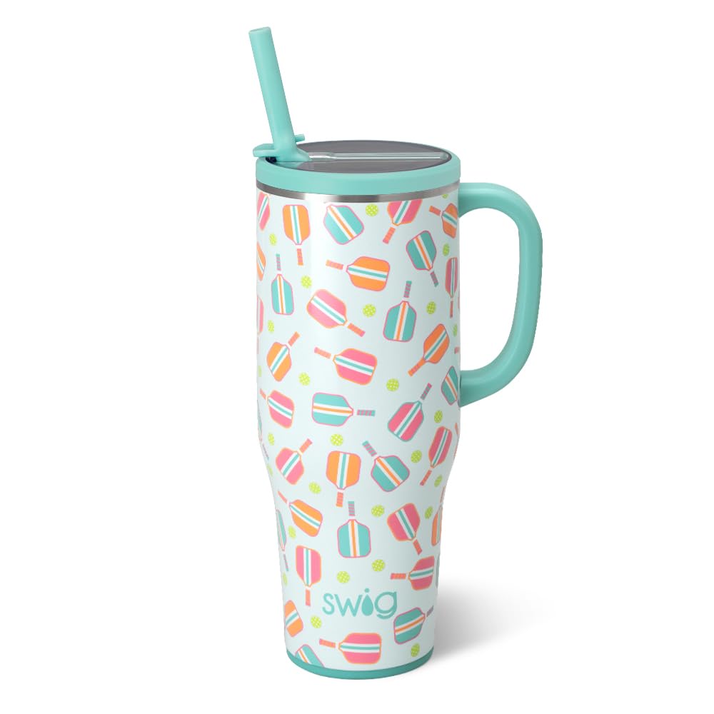 Swig Life 40oz Leakproof Mega Mug with Handle & Straw, Hydrangeas