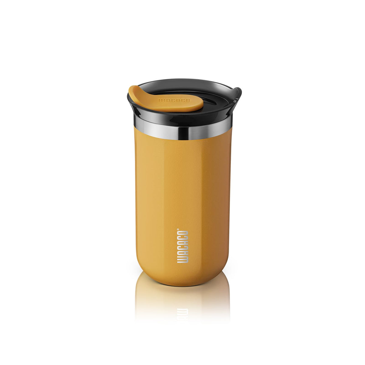 WACACO Octaroma Classico Travel Coffee Mug, Double-wall Stainless Steel Travel Tumbler With Drinking Lid, 6 fl oz (180ml), Amber Yellow