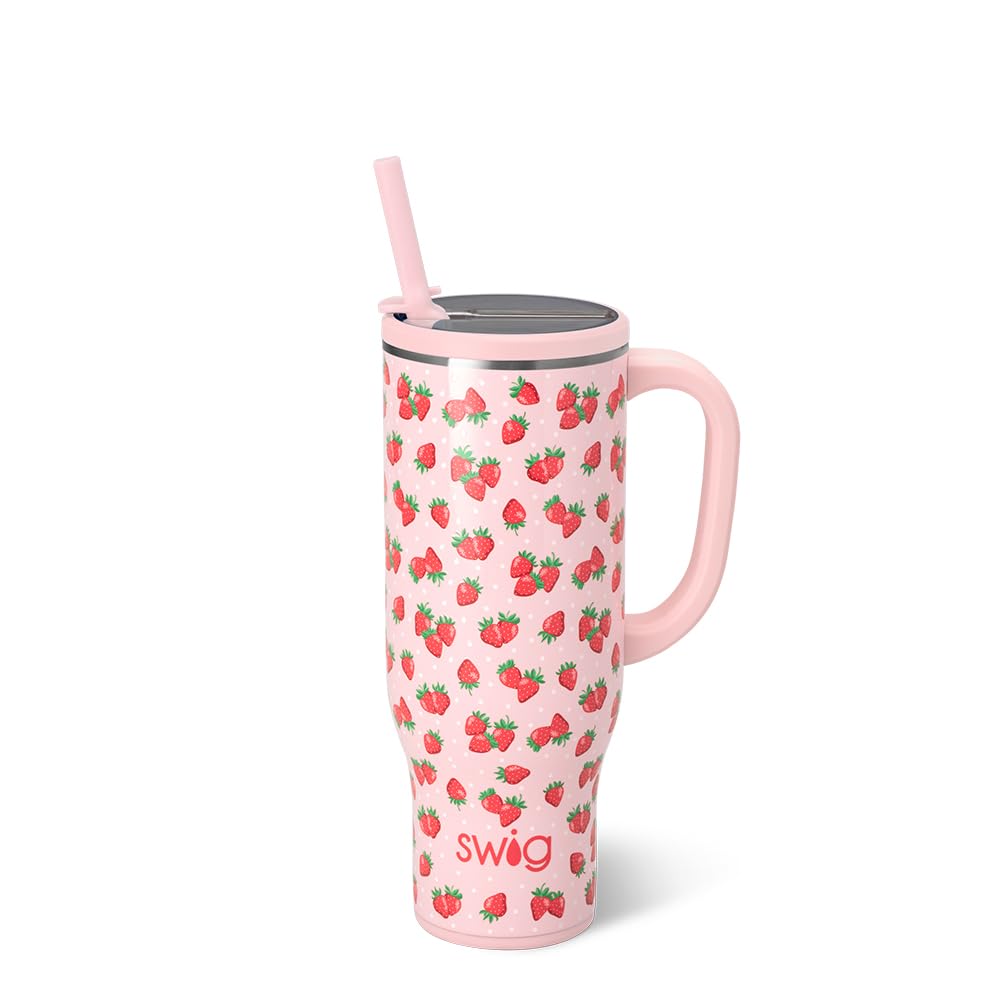 Swig Life 40oz Leakproof Mega Mug with Handle & Straw, Hydrangeas