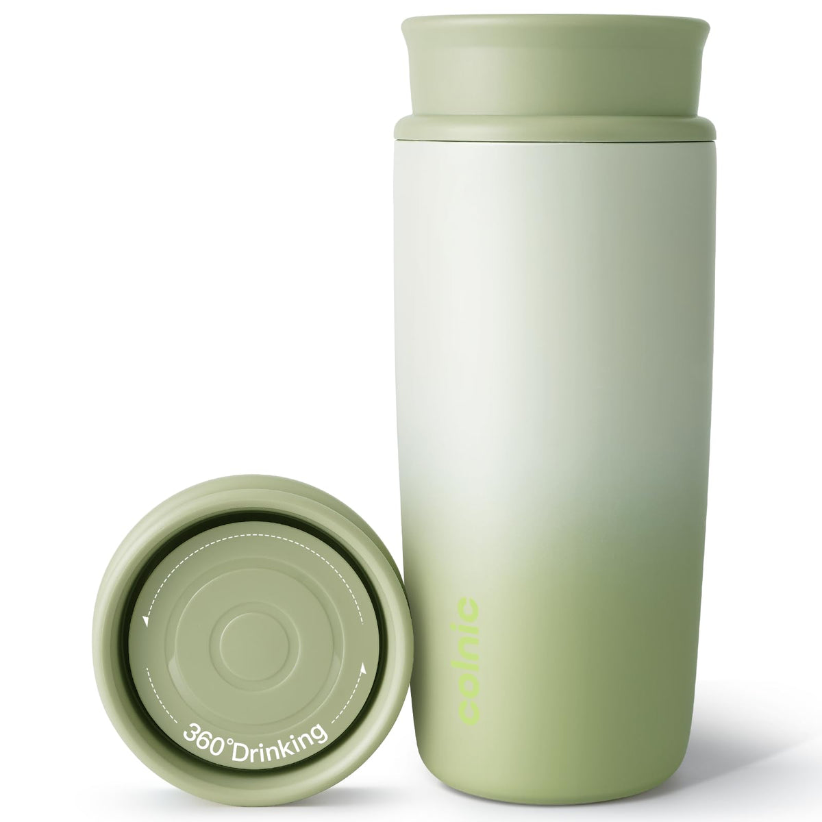 Travel Coffee Mug with 360°Lid, 12 oz Coffee Tumbler Insulated Travel Mugs for Hot and Cold, Vacuum Insulated Stainless Steel Coffee Cup Leak Proof Spill Proof-Pearl Nacre