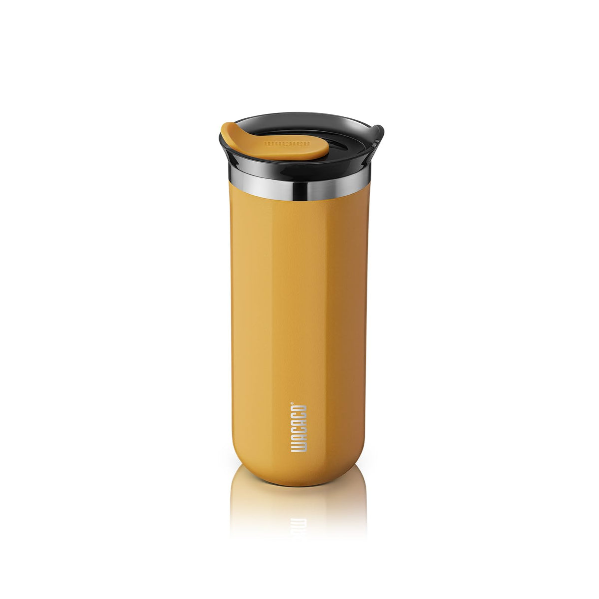 WACACO Octaroma Classico Travel Coffee Mug, Double-wall Stainless Steel Travel Tumbler With Drinking Lid, 6 fl oz (180ml), Amber Yellow