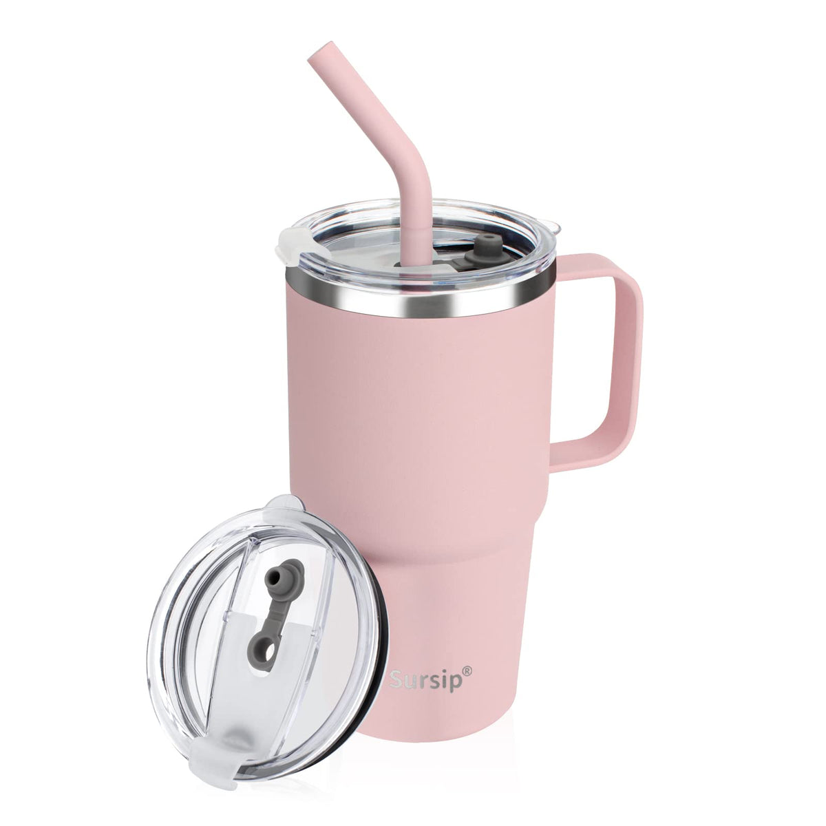 Sursip 24 oz Insulated Tumbler with Handle Lids and Straw