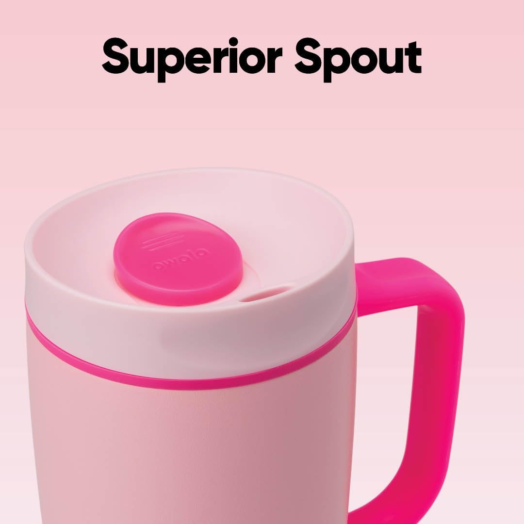 Owala SmoothSip Slider Stainless Steel Insulated Travel Mug with Handle, 100% Leak Proof, For Hot and Cold Drinks, Travel Friendly with Sliding Lock Lid, 12oz, BPA Free, Leak Proof, Pucker Up