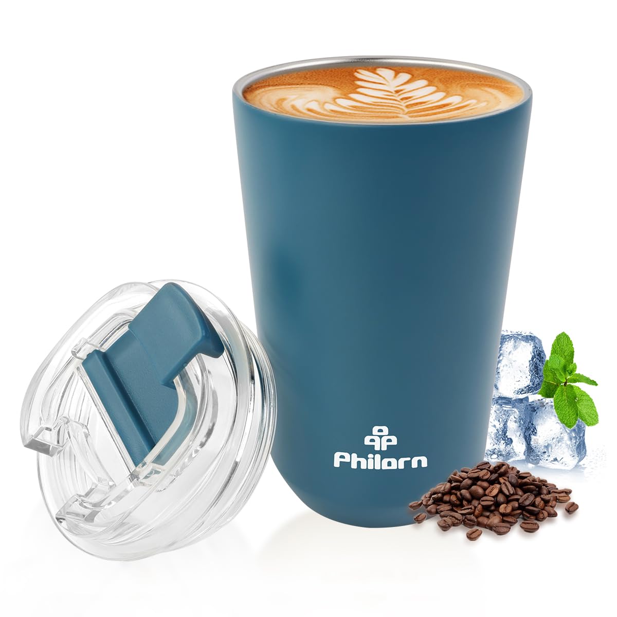 PHILORN Pink Coffee Tumbler - 12 OZ Insulated Coffee Mug With Lid