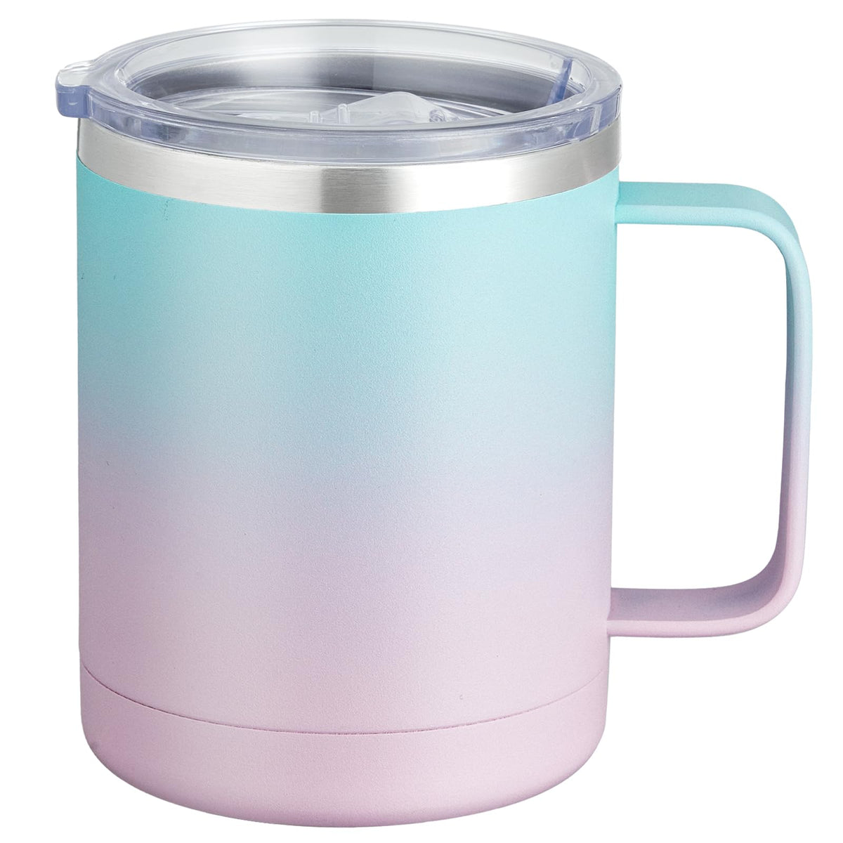 MEWAY 12oz Coffee Mug With Handle and Sliding Lid,Stainless Steel Travel Tumbler Cup with Handle,Double Wall Vacuum Insulated Camping Cup for Hot & Cold Drinks Tea (Lilac,Set of 1)