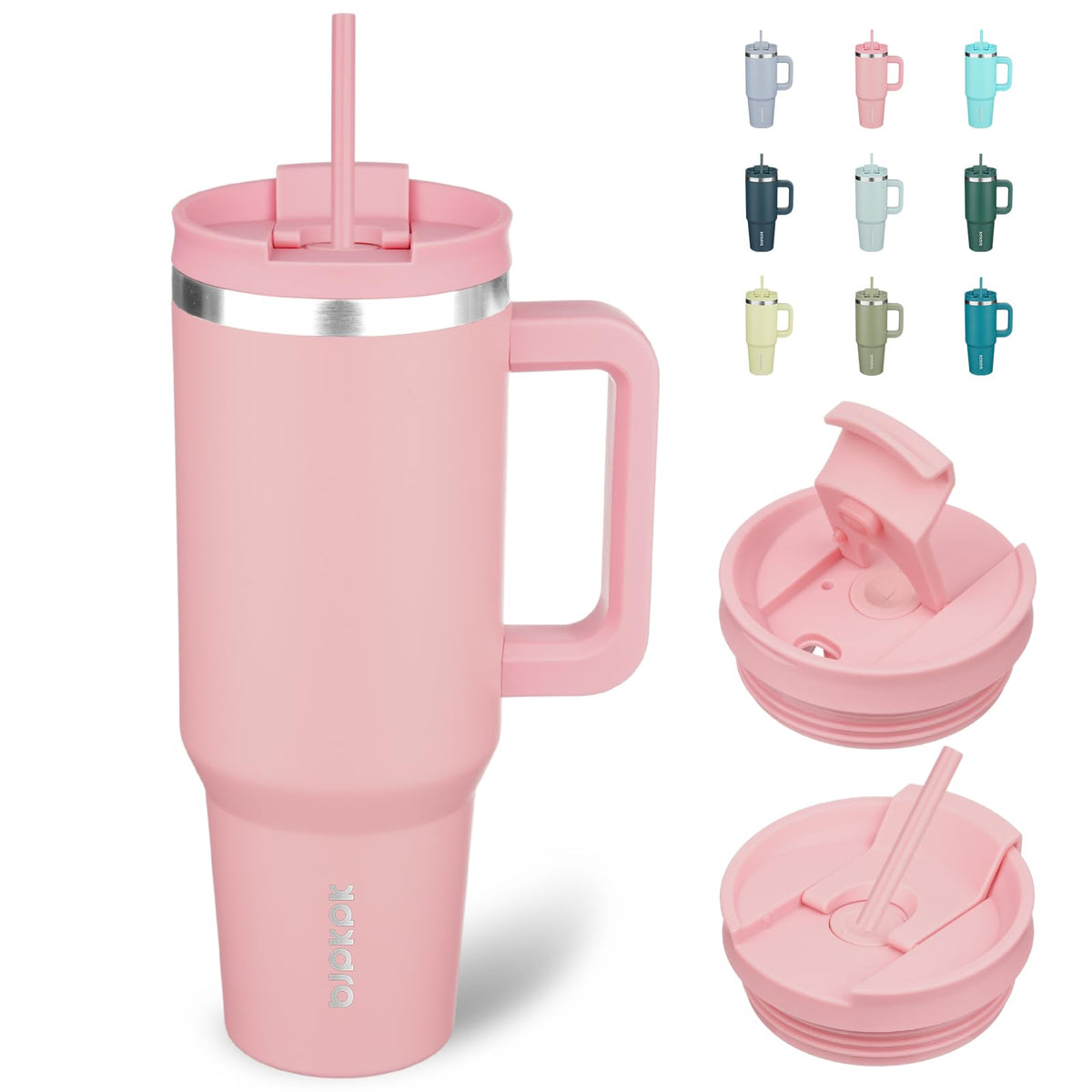 BJPKPK 30 oz Insulated Tumbler with Handle & Straw, Stainless Steel