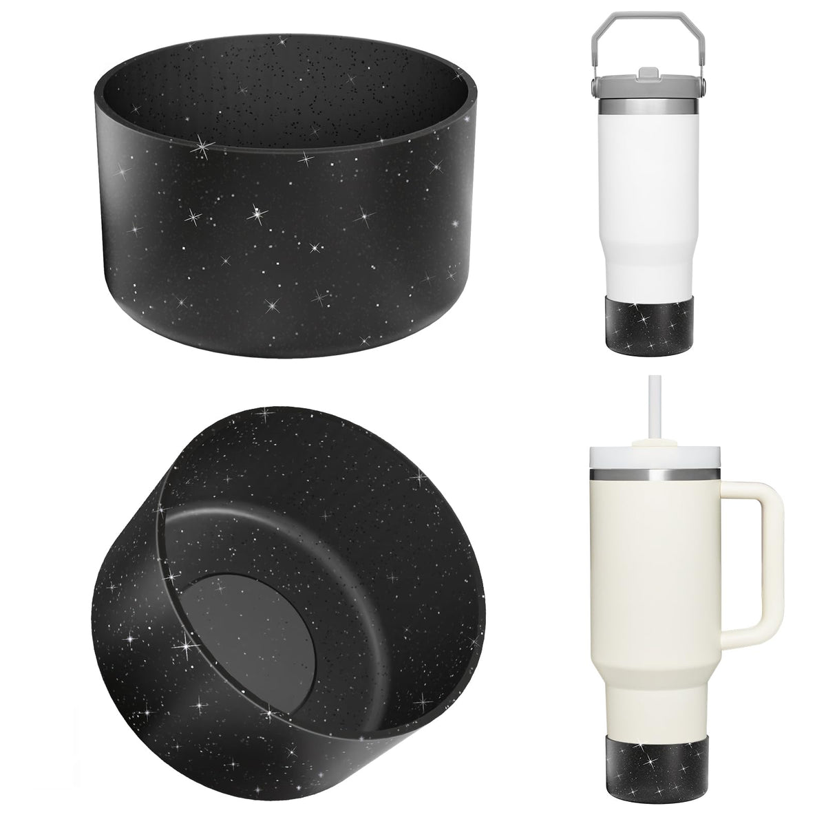 Airboat Upgrade 2PCS Protective Silicone Boot Bumper for Stanley Quencher Adventure 40oz 30oz 20oz Tumbler, Water Bottle Bottom Sleeve Cover Accessories for Stanley Mug Cup(Clear)