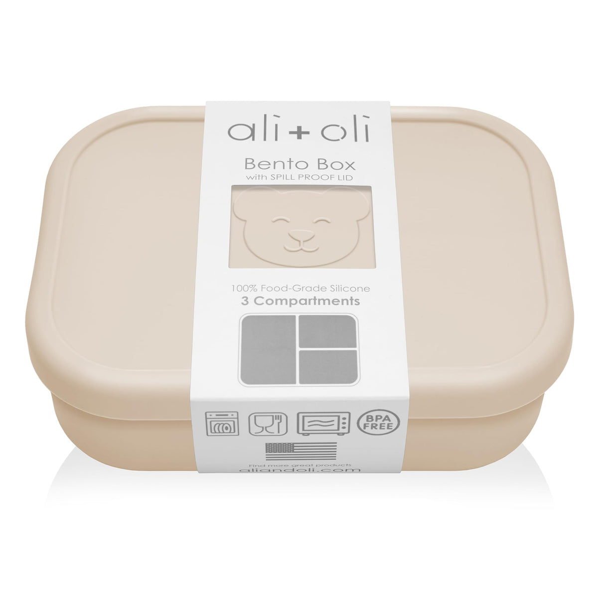 Ali+Oli Silicone Bento Box for Kids, Lunch Container for Toddler Daycare