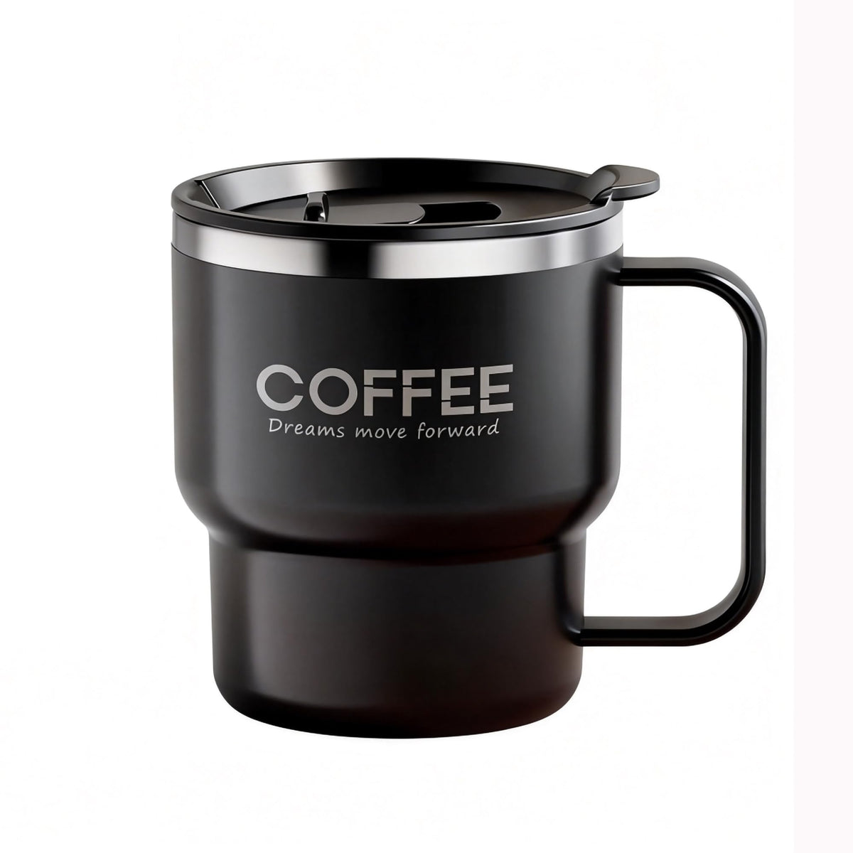 12 oz Insulated Coffee Mug with Lid and Handle, Double Wall Vacuum Insulated, Stainless Steel, Travel Cup for Hot or Cold Drinks
