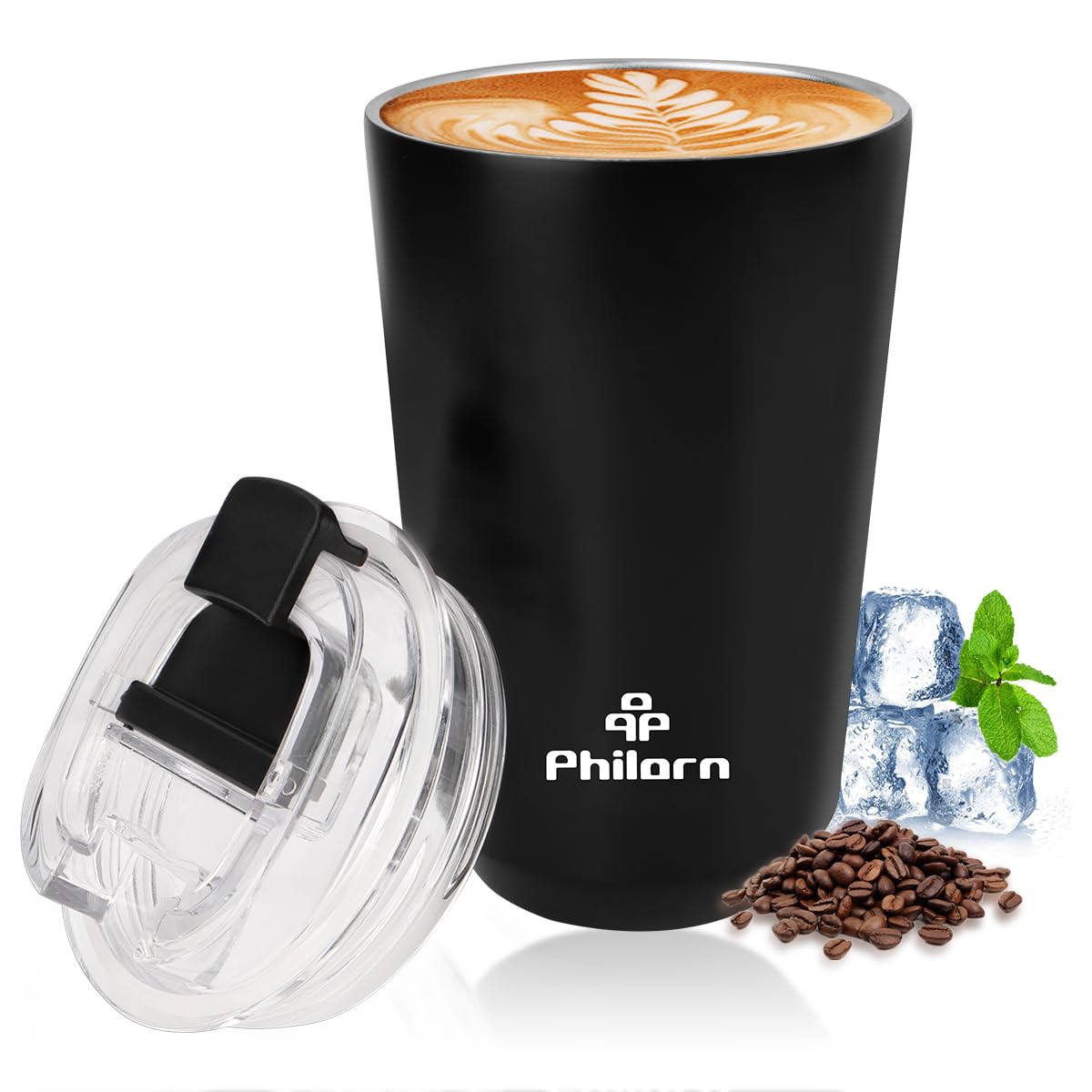 PHILORN Pink Coffee Tumbler - 12 OZ Insulated Coffee Mug With Lid