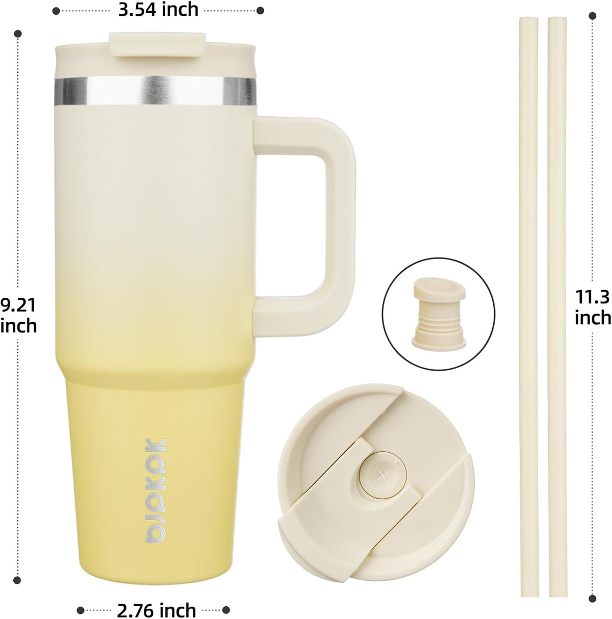 BJPKPK 30 oz Insulated Tumbler with Handle & Straw, Stainless Steel
