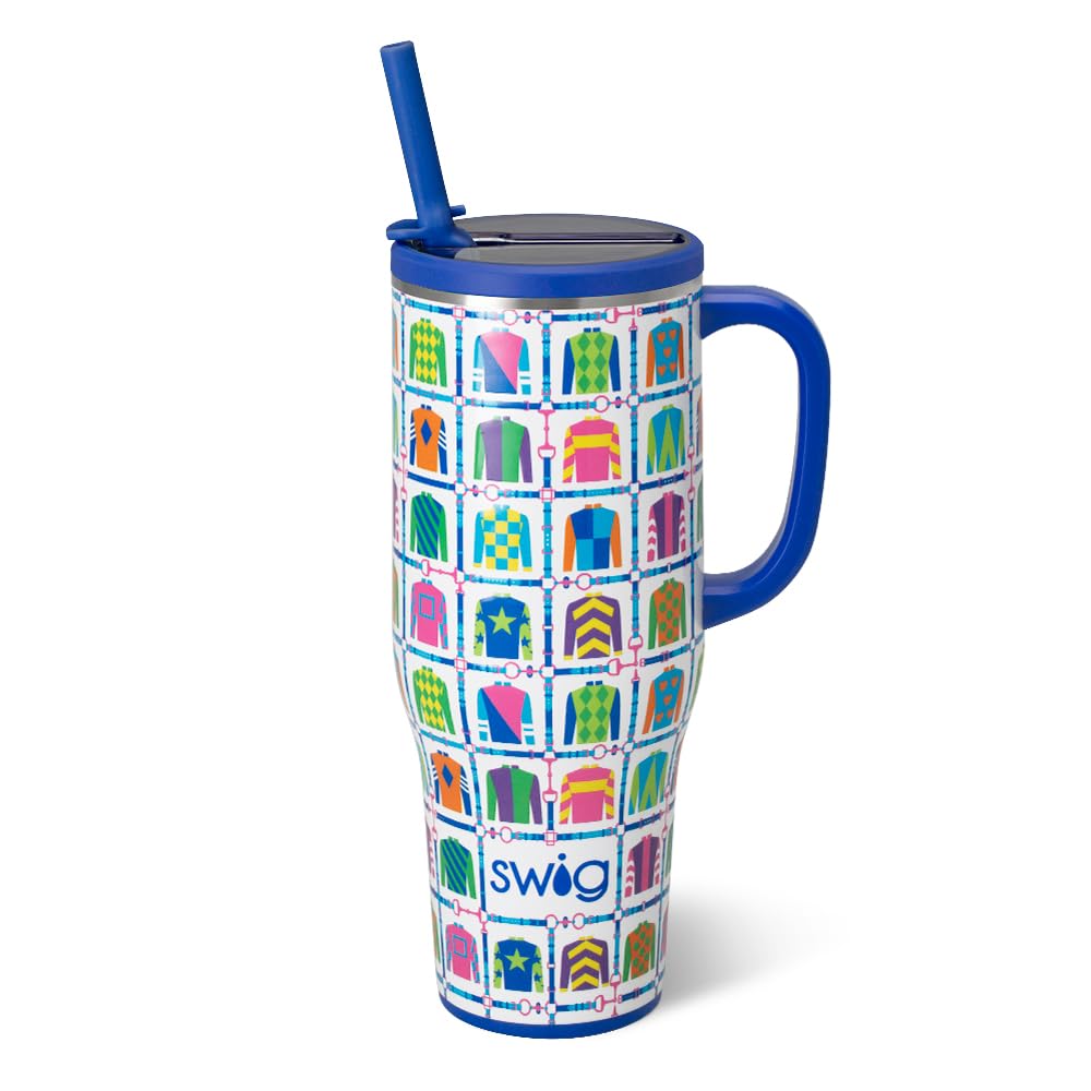 Swig Life 40oz Leakproof Mega Mug with Handle & Straw, Hydrangeas