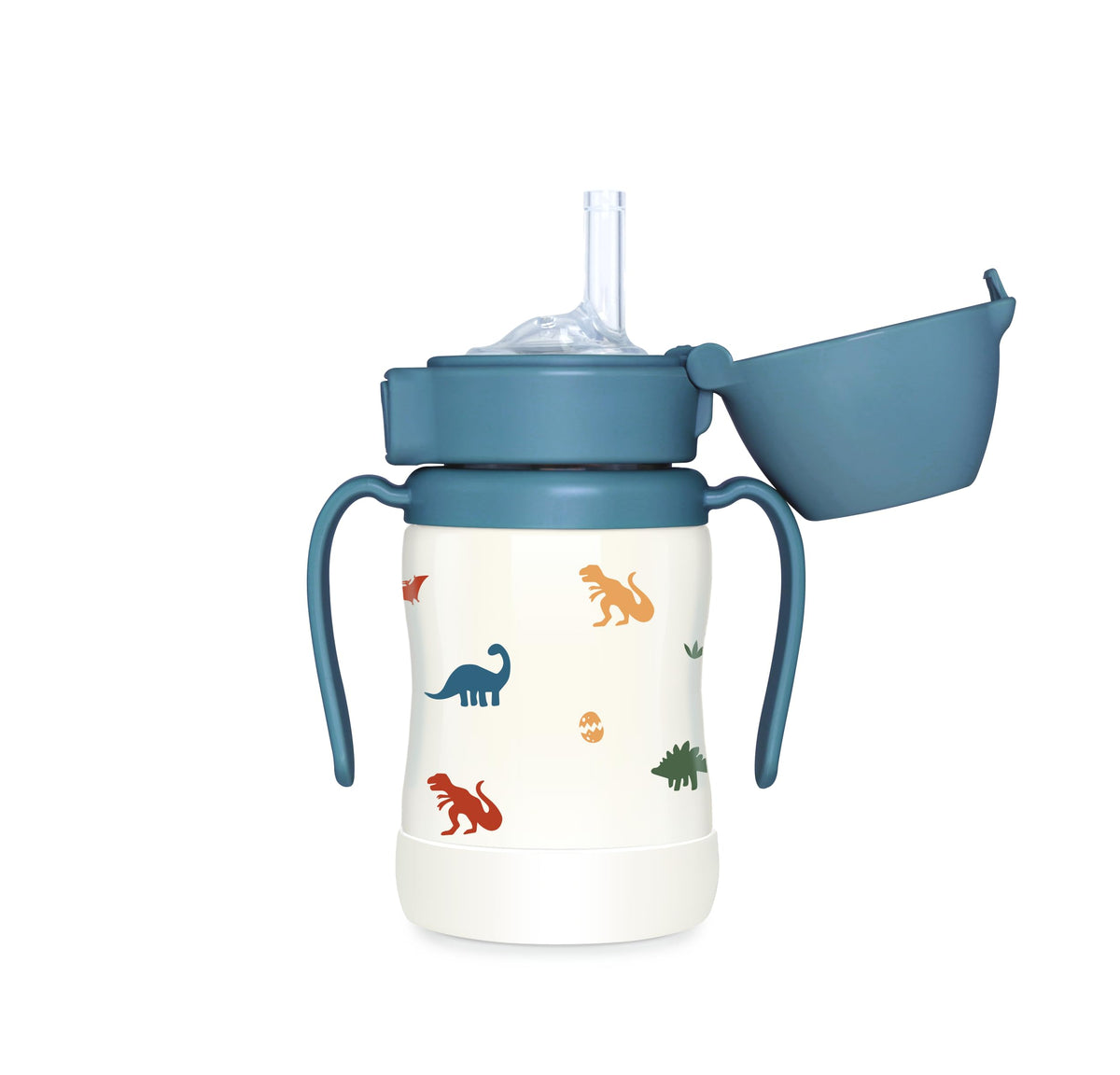 GROSMIMI Stainless Steel Baby Straw Cup, Spill-Proof, 12M+, 10oz (Bear)