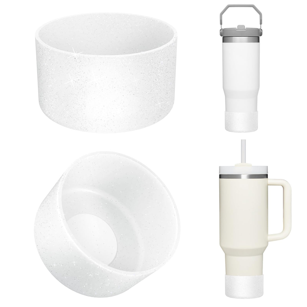 Airboat Upgrade 2PCS Protective Silicone Boot Bumper for Stanley Quencher Adventure 40oz 30oz 20oz Tumbler, Water Bottle Bottom Sleeve Cover Accessories for Stanley Mug Cup(Clear)