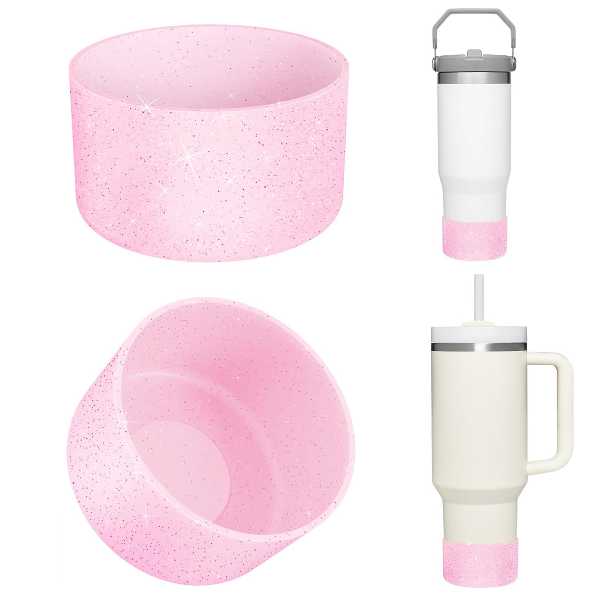 Airboat Upgrade 2PCS Protective Silicone Boot Bumper for Stanley Quencher Adventure 40oz 30oz 20oz Tumbler, Water Bottle Bottom Sleeve Cover Accessories for Stanley Mug Cup(Clear)