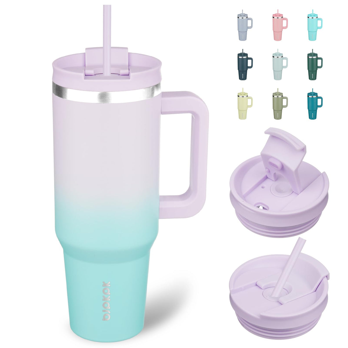 BJPKPK 30 oz Insulated Tumbler with Handle & Straw, Stainless Steel