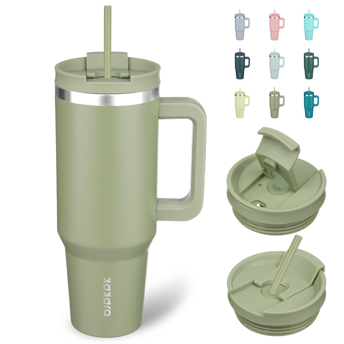 BJPKPK 30 oz Insulated Tumbler with Handle & Straw, Stainless Steel