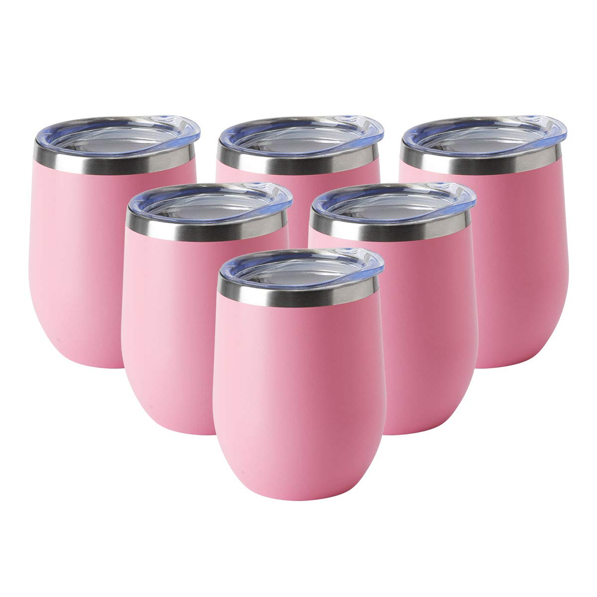 HASLE OUTFITTERS 12oz Wine Tumbler with Lid Stemless Wine Glasses Double Wall Vacuum Travel Mugs stainless steel Coffee Cup for Cold & Hot Drinks Wine Coffee Cocktails Beer 12 Pack White