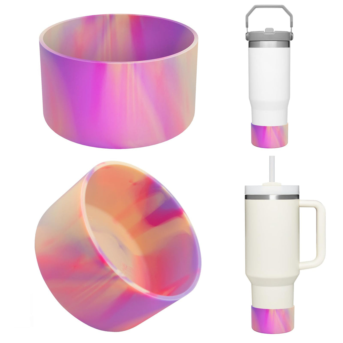 Airboat Upgrade 2PCS Protective Silicone Boot Bumper for Stanley Quencher Adventure 40oz 30oz 20oz Tumbler, Water Bottle Bottom Sleeve Cover Accessories for Stanley Mug Cup(Clear)