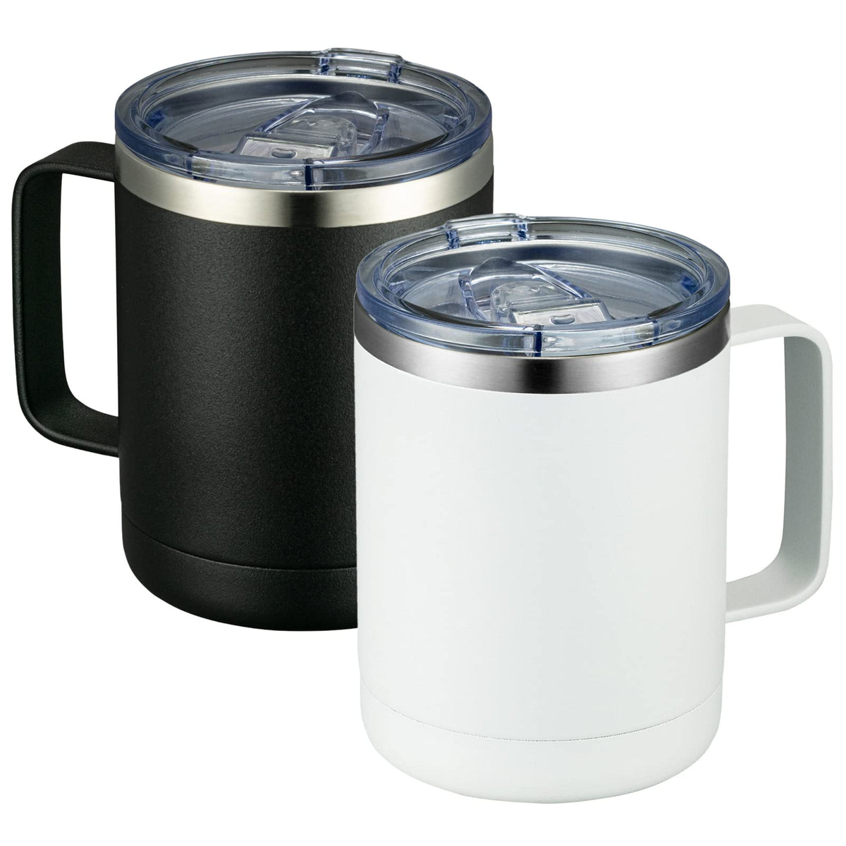 MEWAY 12oz Coffee Mug With Handle and Sliding Lid,Stainless Steel Travel Tumbler Cup with Handle,Double Wall Vacuum Insulated Camping Cup for Hot & Cold Drinks Tea (Lilac,Set of 1)