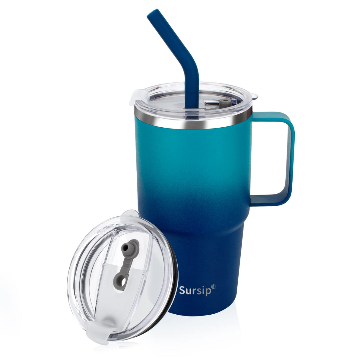 Sursip 24 oz Insulated Tumbler with Handle Lids and Straw