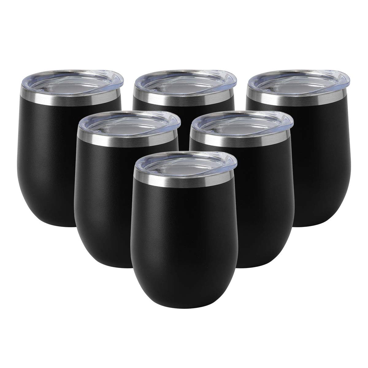 HASLE OUTFITTERS 12oz Wine Tumbler with Lid Stemless Wine Glasses Double Wall Vacuum Travel Mugs stainless steel Coffee Cup for Cold & Hot Drinks Wine Coffee Cocktails Beer 12 Pack White