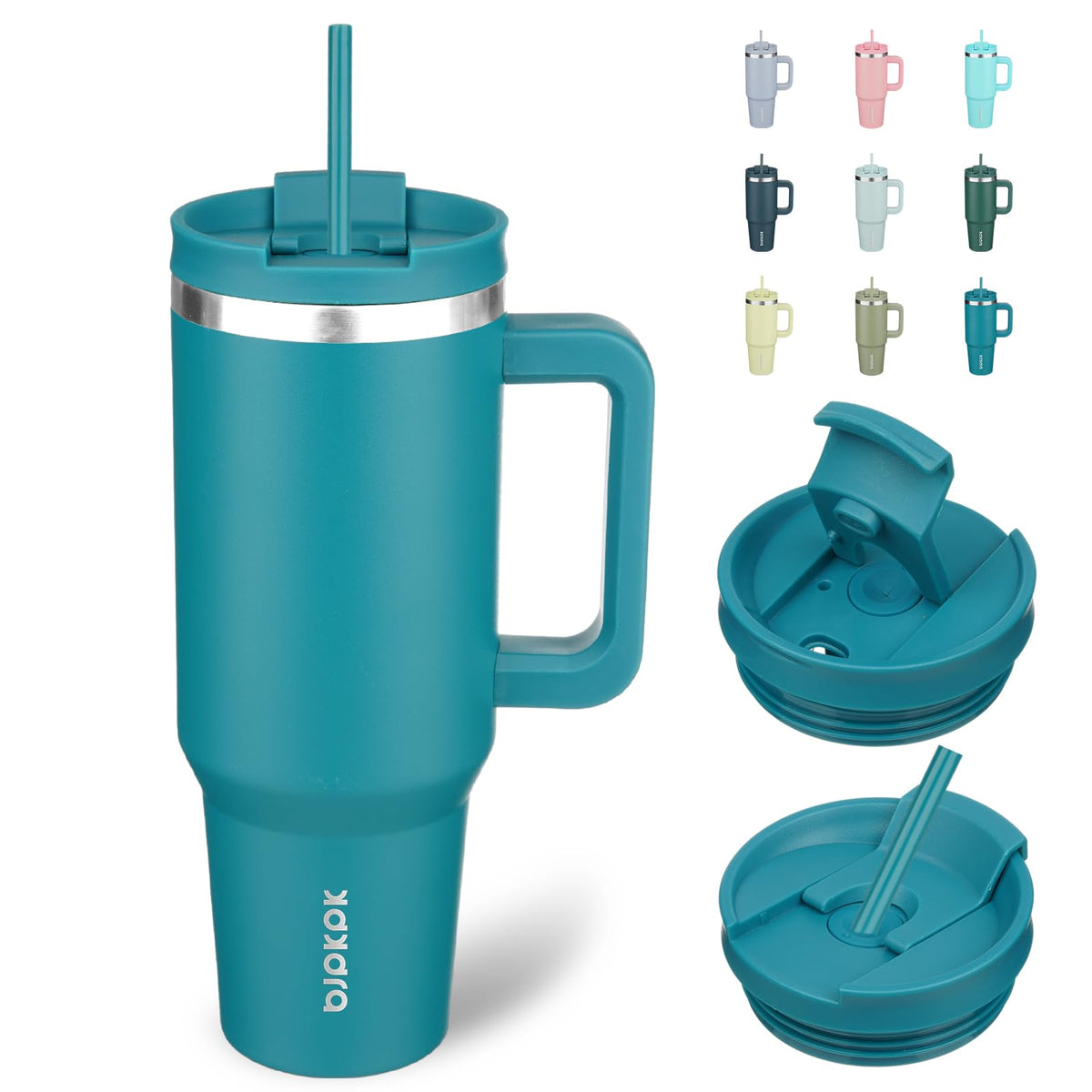 BJPKPK 30 oz Insulated Tumbler with Handle & Straw, Stainless Steel