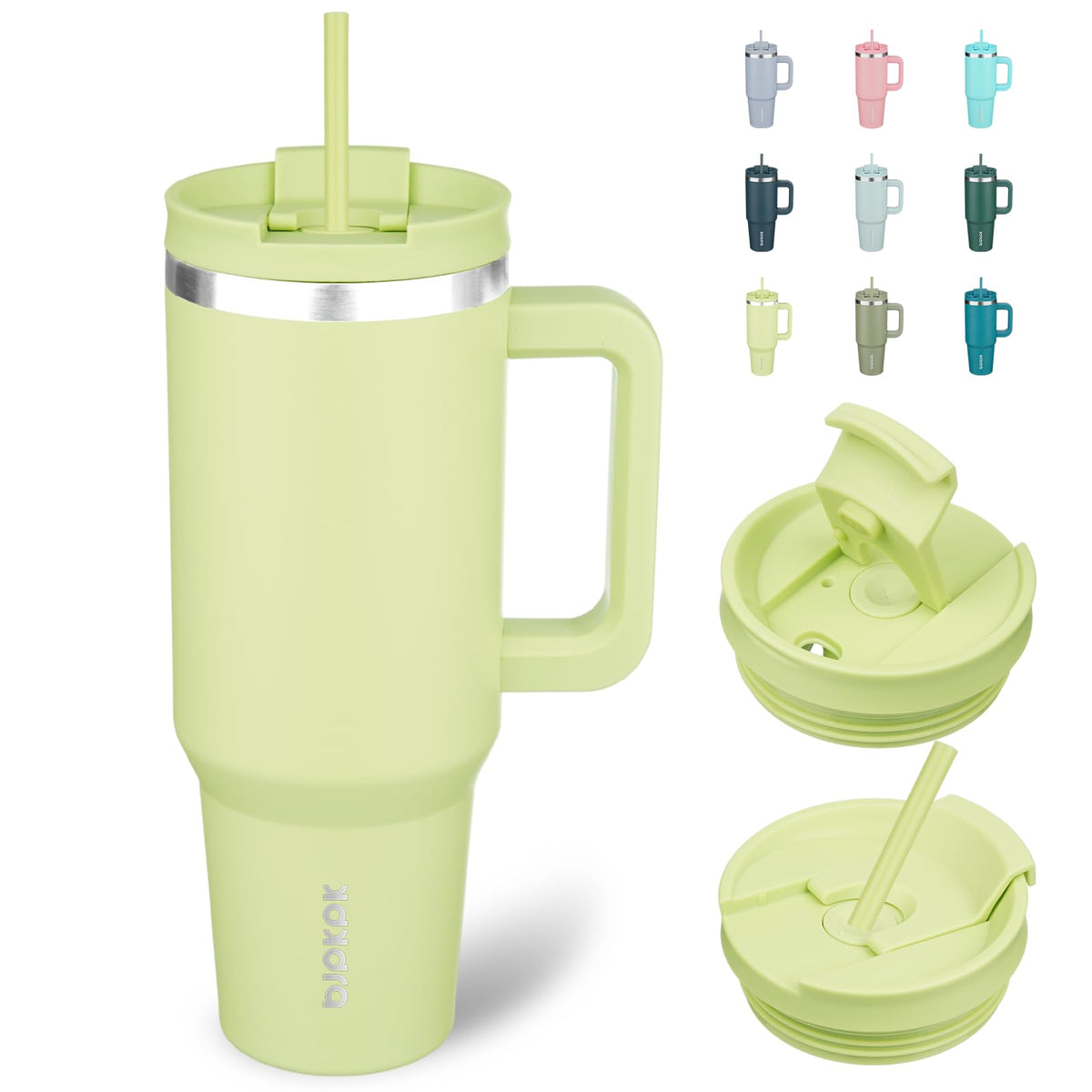 BJPKPK 30 oz Insulated Tumbler with Handle & Straw, Stainless Steel