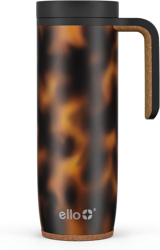 Ello Magnet 18oz Insulated Stainless Steel Travel Mug, Tortoiseshell