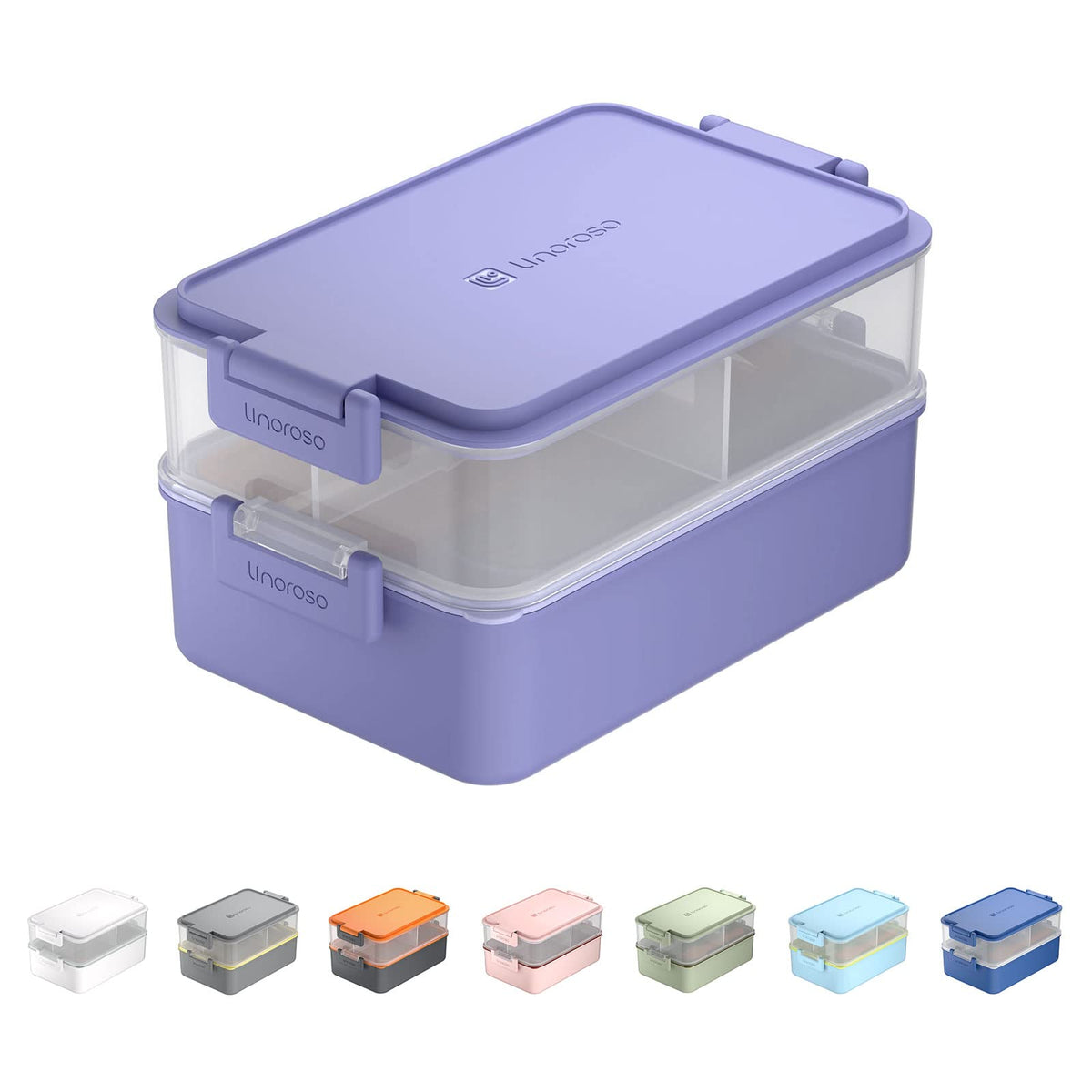linoroso Stackable 2-Tier Adult Bento Box, 4 Compartments - Pale Mint