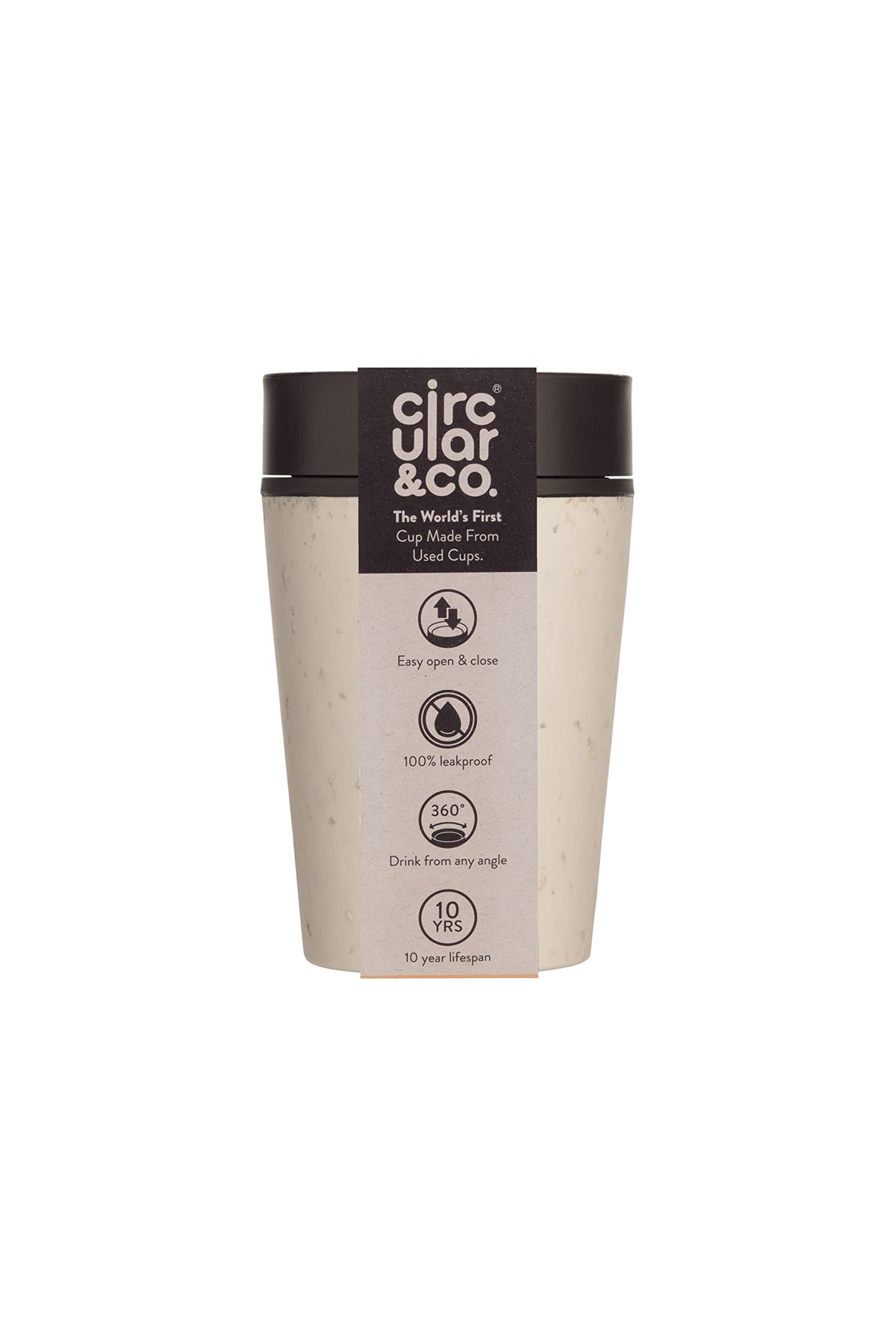 Circular and Co Reusable Coffee Cup 8oz/227ml - The World's First Travel Mug Made from Recycled Coffee Cups, 100% Leak-Proof, Sustainable & Insulated. (Cream & Honest Green)