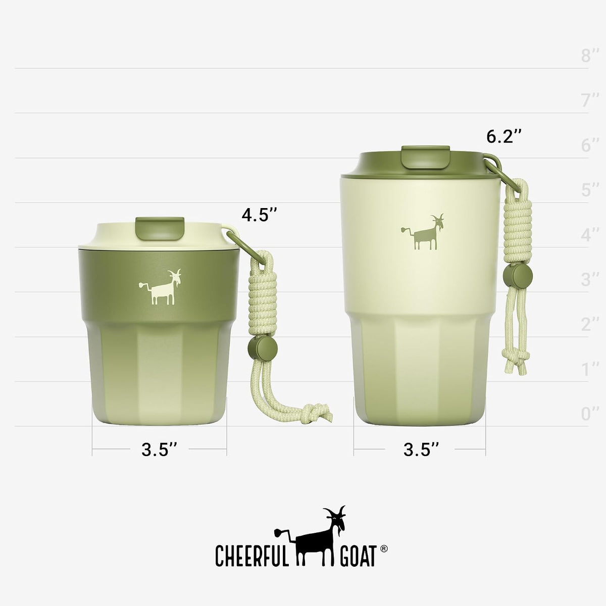 CHEERFUL GOAT Ceramic Lined Coffee Mug – Stainless Steel Travel insulated Tumbler with Ceramic Liner, with lid 10oz Leak Proof Cup for Hot and Cold Water Coffee at Home, Office, or In the Car (Green)
