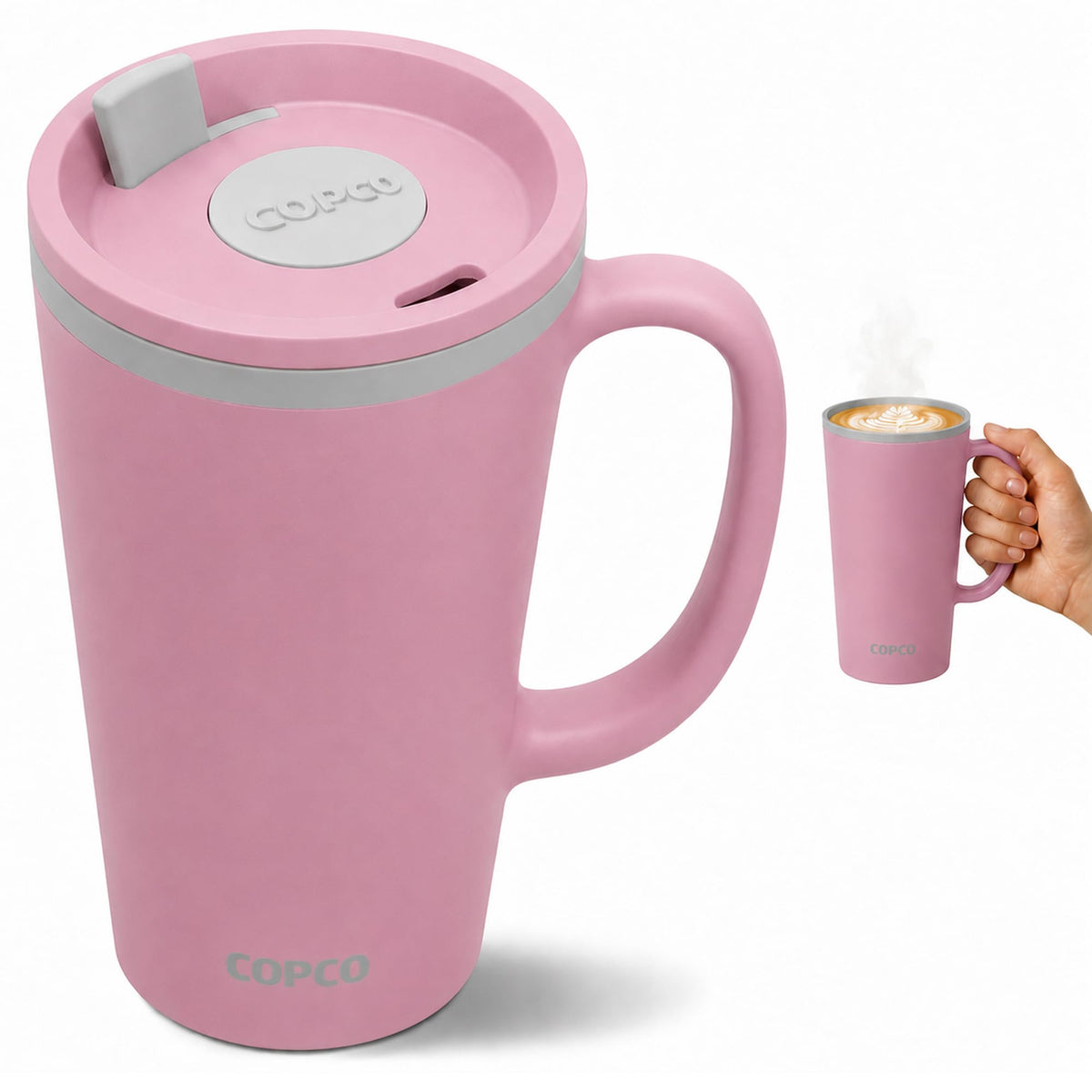 Copco 16 Oz Cone Insulated Travel Mug with Handle (Light Purple)