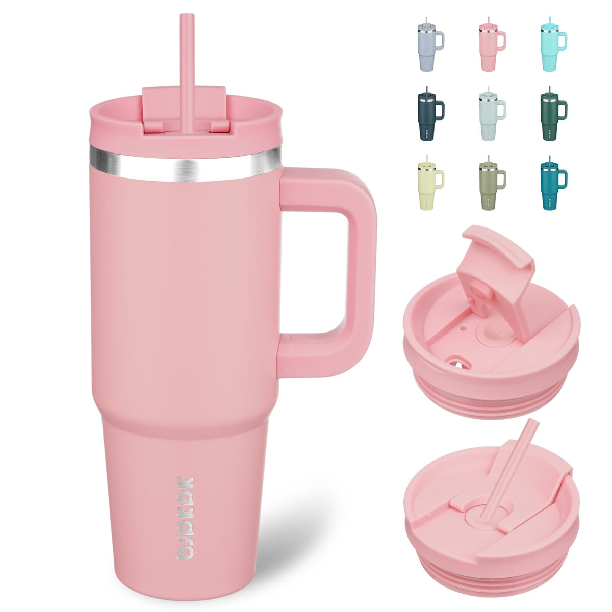 BJPKPK 30 oz Insulated Tumbler with Handle & Straw, Stainless Steel