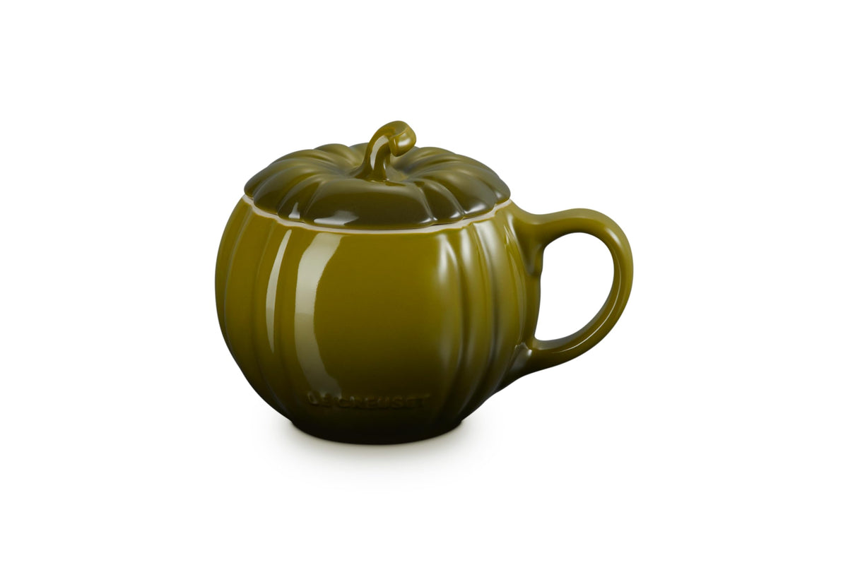 Le Creuset Stoneware Pumpkin Mug with Lid, 14 oz., Persimmon