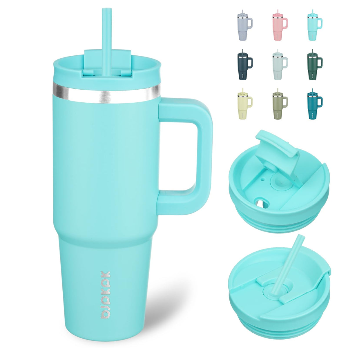 BJPKPK 30 oz Insulated Tumbler with Handle & Straw, Stainless Steel