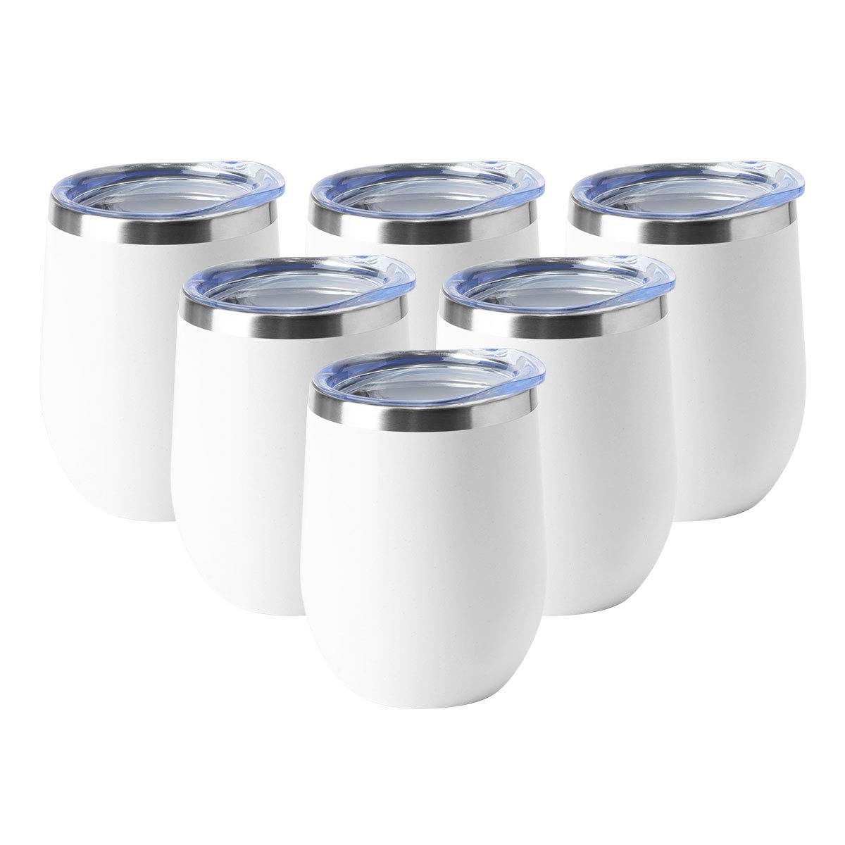 HASLE OUTFITTERS 12oz Wine Tumbler with Lid Stemless Wine Glasses Double Wall Vacuum Travel Mugs stainless steel Coffee Cup for Cold & Hot Drinks Wine Coffee Cocktails Beer 12 Pack White