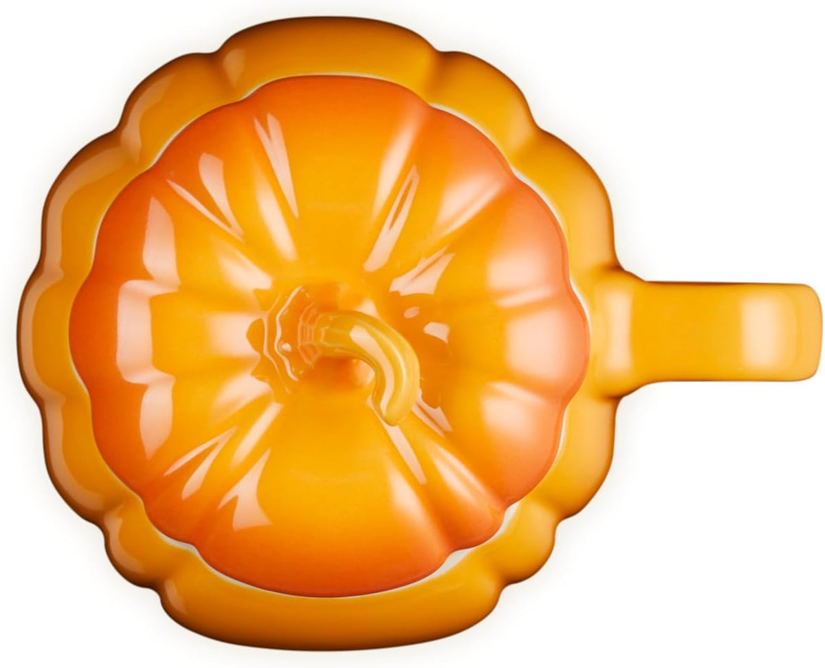 Le Creuset Stoneware Pumpkin Mug with Lid, 14 oz., Persimmon