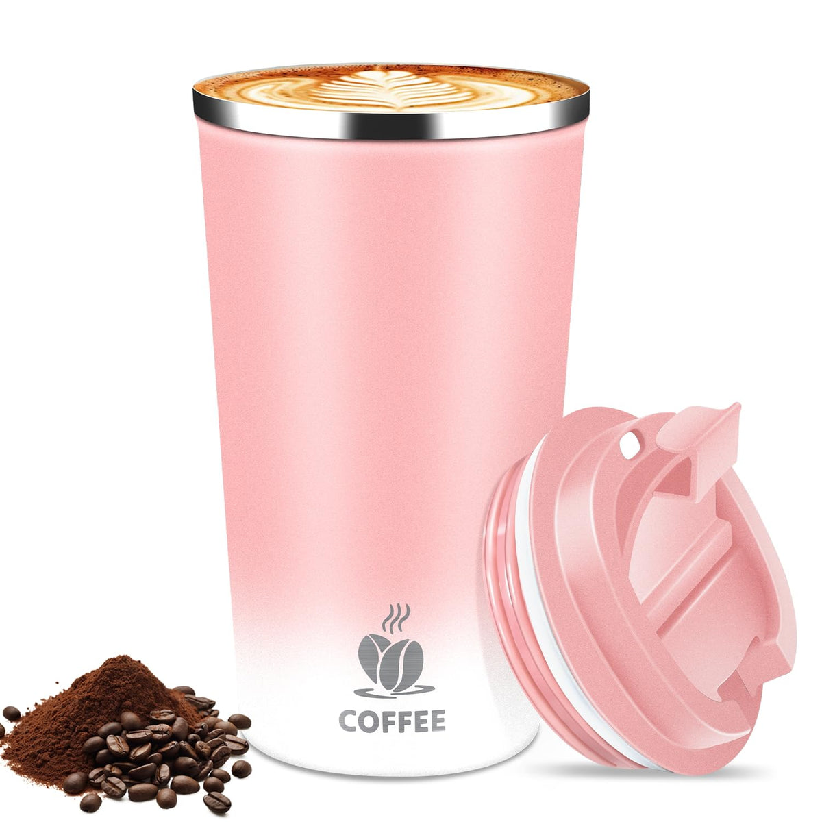 17oz Insulated Travel Coffee Mug with Flip Lid – Leakproof Stainless Steel Insulated Coffee Tumblers, Reusable Coffee Cup for Hot & Cold Drinks, Perfect for Camping & On-the-Go