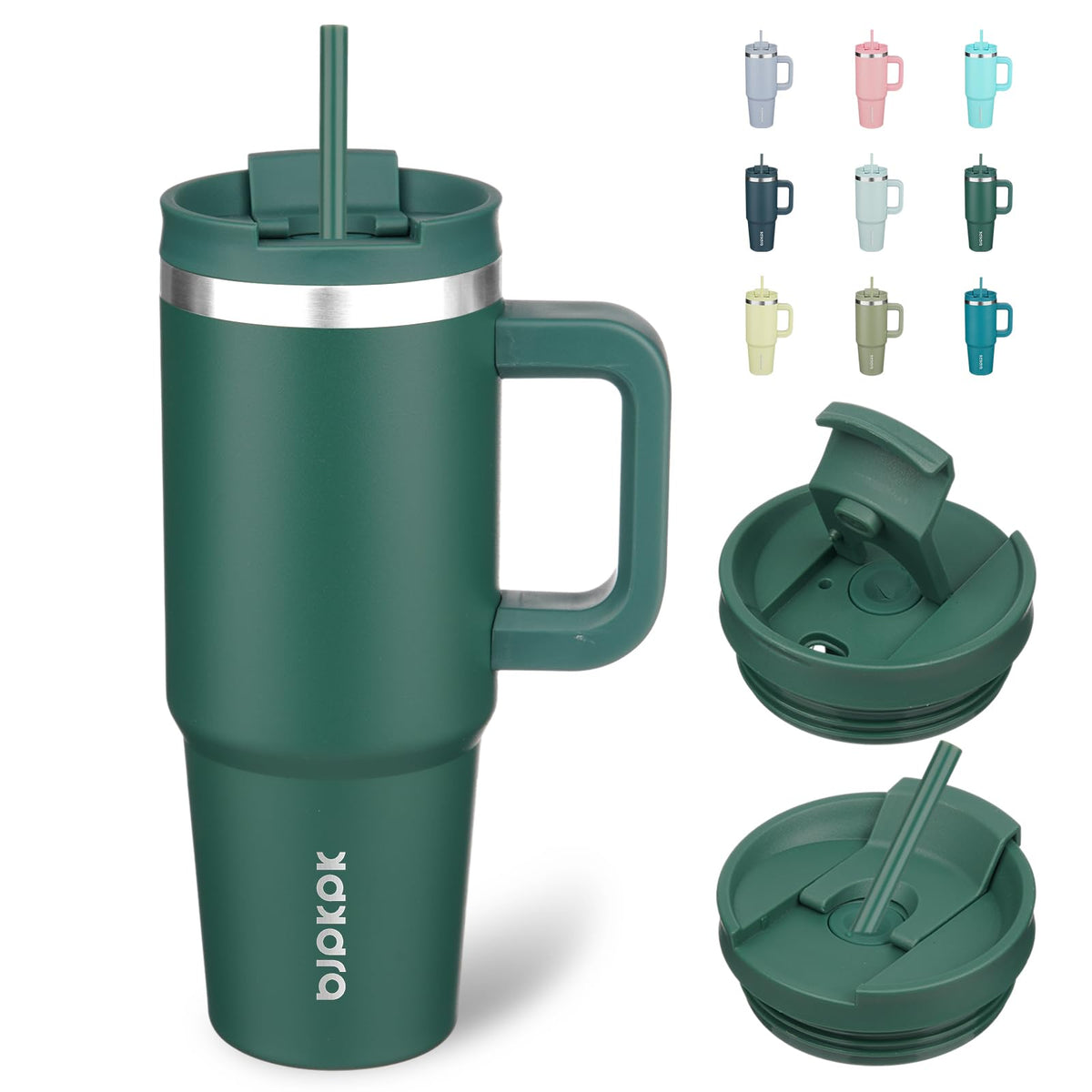 BJPKPK 30 oz Insulated Tumbler with Handle & Straw, Stainless Steel