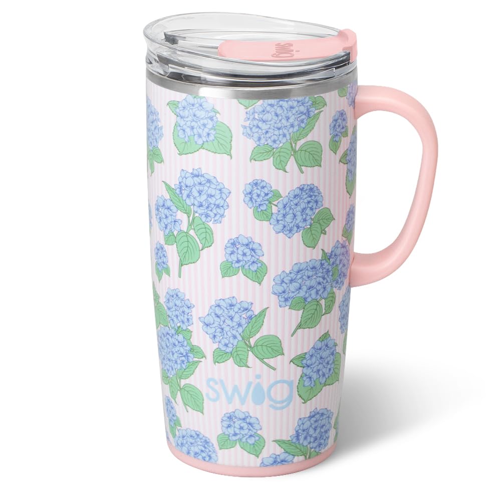 Swig Life 40oz Leakproof Mega Mug with Handle & Straw, Hydrangeas