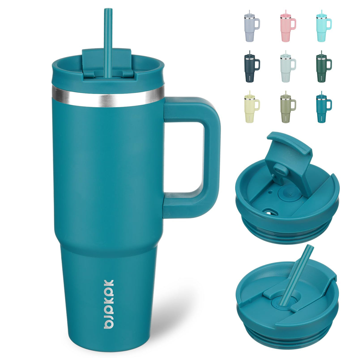 BJPKPK 30 oz Insulated Tumbler with Handle & Straw, Stainless Steel